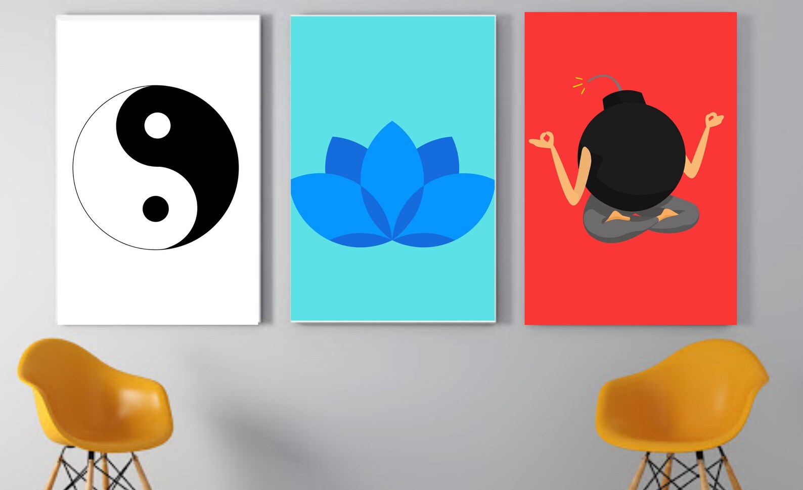 Zen Meditation Wall Art Lotus Flower Wall Art Yin Yang Wall Etsy