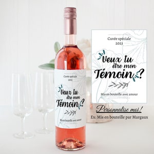Etichetta per bottiglia di vino Vuoi essere il mio testimone? personalizzabile - sorpresa - annuncio - richiesta testimone - matrimonio - personalizzato