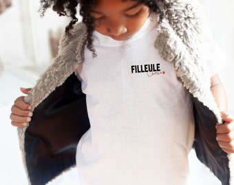 T-shirt Filleule Chérie  / pour enfant / famille / idée cadeau/ design familial / marraine / parrain / baptême