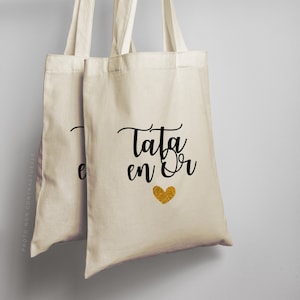 Tata en Or Torba Tote / Torba na zakupy / Pomysł na prezent / Ciocia / Wujek