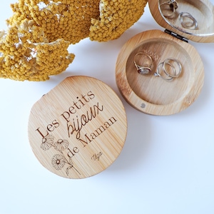 Boîte à bijoux Tournesols personnalisée - Idée cadeau fête des mères - Pour Maman, Tata, Mamie, Marraine - Anniversaire - Pour Elle - Bambou