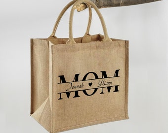 Sac cabas en toile de jute MOM à personnalisé  / shopping / cadeau  / personnalisation