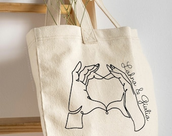 Tote bag personnalisable prénom/ cœur/ amour  / enfants