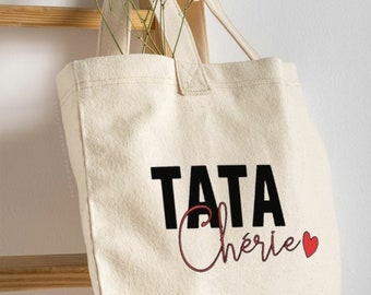 Tote bag Tata chérie / sac shopping / idée cadeau / tante