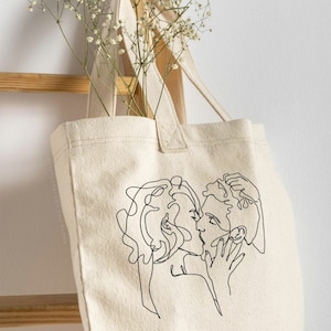 Tote bag / line art tote bag / love tote bag / elegant tote bag