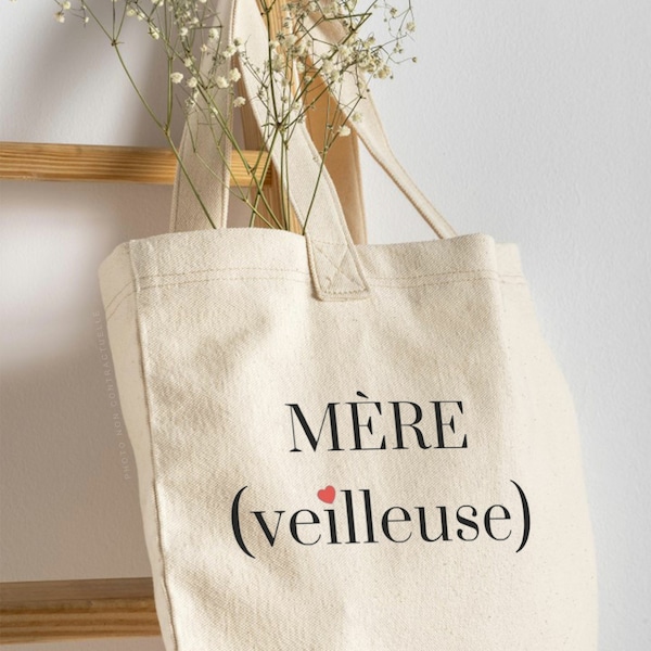 Tote bag mère veilleuse / tote bag / maman / fête des mères / cadeaux / personnalisé /