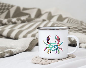 Astro enameled metal mug "Cancer" / cup / gift idea / astrological sign / gift / birth / mandala