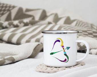Astro enameled metal mug "Sagittarius" / cup / gift idea / astrological sign / gift / birth / mandala