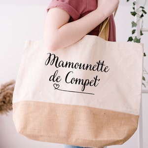 Sac cabas Mamounette de compet' / shopping / idée cadeau /maman/ papa/ marraine/ parrain/ tata/ tonton/ papi/ mamie/ maîtresse/ tote bag