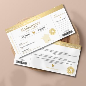 Faire part de Mariage billet d'avion personnalisable - Annonce - souvenir - tradition - évènement-