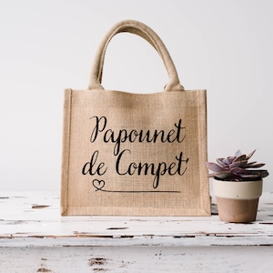Sac cabas en toile de jute Papounet de compet'  / jute / Papa / idée cadeau pour homme / fête des pères