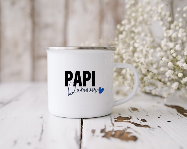 Mug en Métal Émaillé Papi d'amour/Tasse Grand Père Idée Cadeau Homme