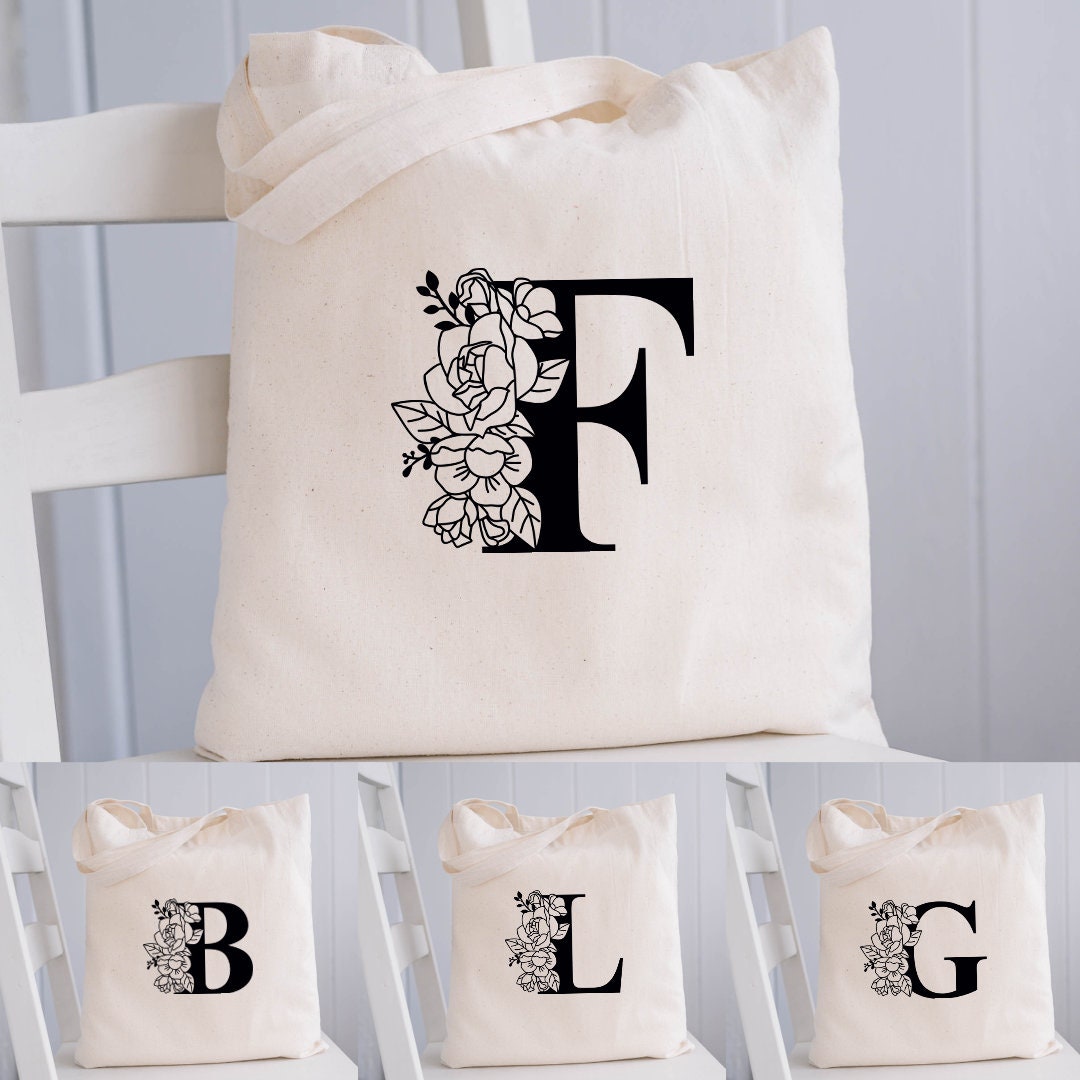 Zeayebsr Personalisierte Baumwolltasche Mit Buchstaben – Individuelle Kosmetiktasche Mit Monogramm, Geschenk Für Mama, Freundin, Schwester