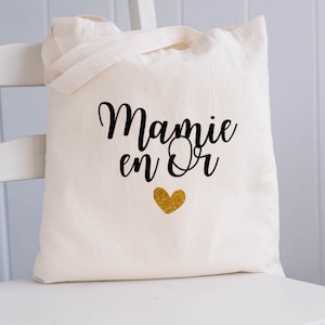 Tote bag Mamie en Or / sac shopping / idée cadeau / maman / papa / fête des mères