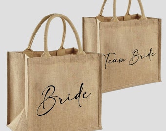 Sac cabas en toile de jute bride/ team bride/ mariage / événement