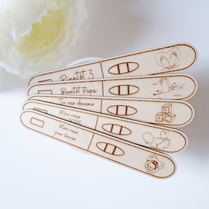 Personalisierter Schwangerschaftstest aus Holz - Personalisierte Schwangerschaftsanzeige - Souvenir - Unikat - Geschenkidee - magischer Moment - Familie - Baby