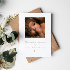 Faire part de naissance personnalisable - Annonce - souvenir - photo - carte de naissance - tradition - évènement