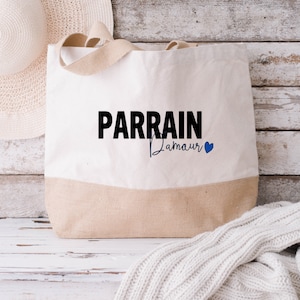 Sac cabas Parrain D'amour / idée cadeau / cadeau / parrain / marraine / cabas / sac / annonce