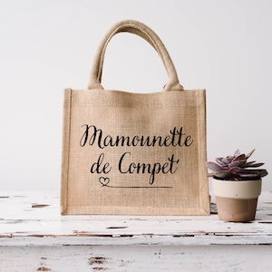 Sac cabas en toile de jute Mamounette de compet' / jute /  idée cadeau pour femme/ pour maman, papa / fête des mères