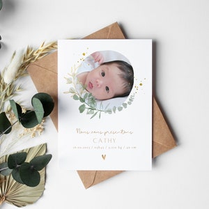 Faire part de naissance personnalisable - Annonce - souvenir - photo - carte de naissance - tradition - évènement