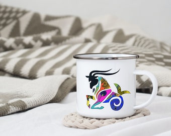 Astro enameled metal mug "Capricorn" / cup / gift idea / astrological sign / gift / birth / mandala