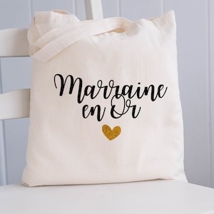 Golden Godmother Tote Bag / Shopping Bag / Gift Idea / Godmother / Godfather / Baptism / Godchildren