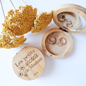 Boîte à bijoux Coquelicots personnalisée - Idée cadeau fête des mères - Pour Maman, Tata, Mamie, Marraine - Anniversaire - Pour Elle -Bambou