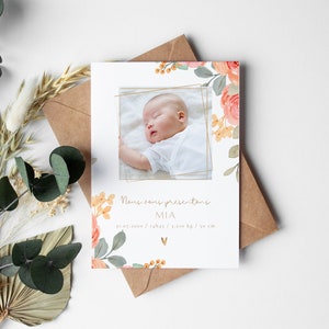 Faire part de naissance personnalisable - Annonce - souvenir - photo - carte de naissance - tradition - évènement