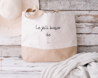 Sac cabas le joli bazar de ... / personnalisable / tote bag / idée cadeau / prénom /