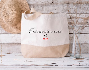 Sac cabas Extraordi-Mère / idée cadeau /cadeau / maman / fête des mères / cabas /sac