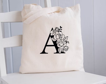 Blumen-Einkaufstasche mit Buchstaben / Geschenkideen / Tasche / Einkaufstasche / Buchstabe / Vorname / personalisiert