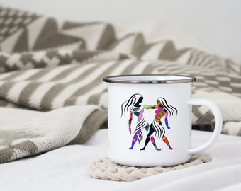 Astro emaillierte Metalltasse „Zwillinge“ / Tasse / Geschenkidee / Sternzeichen / Geschenk / Geburt / Mandala