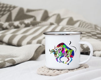 Astro emaillierte Metalltasse „Stier“ / Tasse / Geschenkidee / Sternzeichen / Geschenk / Geburt / Mandala