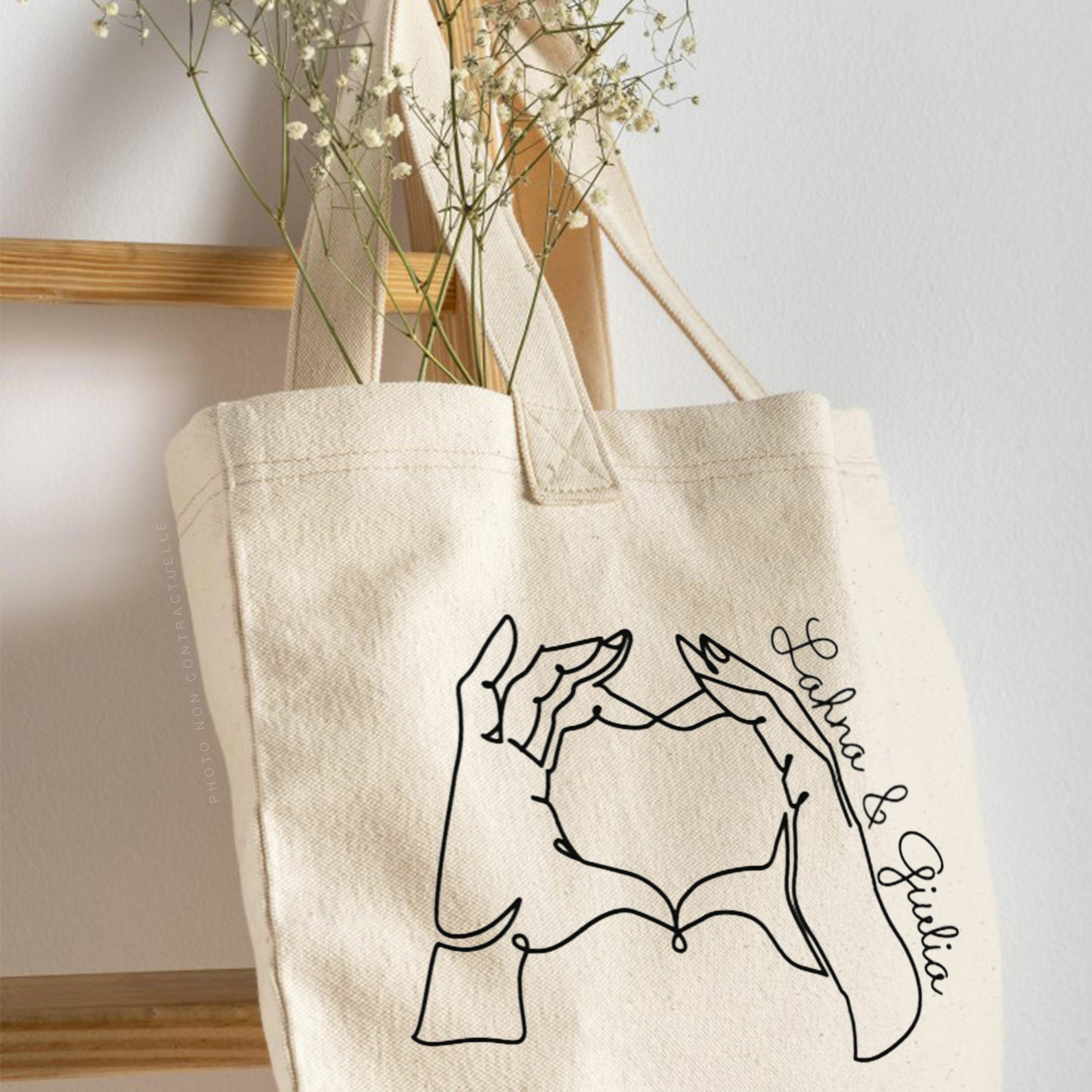 Customizable Tote Bag With First Name/heart/love/children