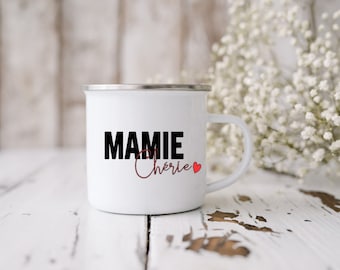 Mug en métal émaillé Mamie Chérie / tasse / idée cadeau / mamie /grands mères