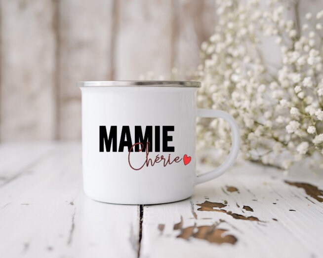 Mug en Métal Émaillé Mamie Chérie/Tasse Idée Cadeau Mamie /Grands Mères