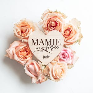 Magnet cœur Mamie-fique personnalisé en bois - Fête des grands mères - idée cadeau - Pour Mamie - Gravure bois - Aimant pour frigo