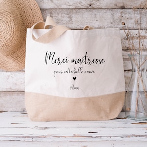 Sac Cabas, Merci Maîtresse personnalisable / idée cadeau / maîtresse / atsem / sac  / cabas / cadeau