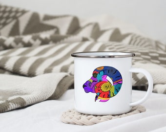 Astro enameled metal mug "Aries" / cup / gift idea / astrological sign / gift / birth / mandala