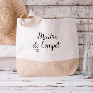 Sac cabas Maître de compet' / shopping / idée cadeau /maman/ papa/ marraine/ parrain/ tata/ tonton/ papi/ mamie/ maîtresse/ tote bag