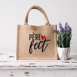 Sac cabas en toile de jute Père Fect  / jute / Papa / idée cadeau pour homme / fête des pères
