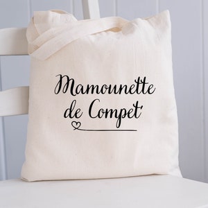 Tote bag Mamounette de compet' / sac shopping / cabas / maman / idée cadeau /  papa / marraine / parrain/ tata / tonton / papi / mamie