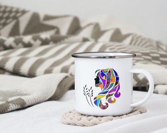 Astro enameled metal mug "Virgo" / cup / gift idea / astrological sign / gift / birth / mandala