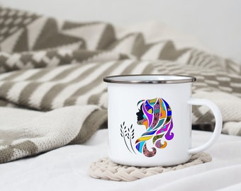 Astro emaillierte Metalltasse „Jungfrau“ / Tasse / Geschenkidee / Sternzeichen / Geschenk / Geburt / Mandala