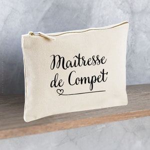 Trousse en coton Maîtresse de compet' /maman/papa/parrain/marraine/tata/tonton/papi/mamie/maîtresse/nounou/atsem/tote bag/idée cadeau