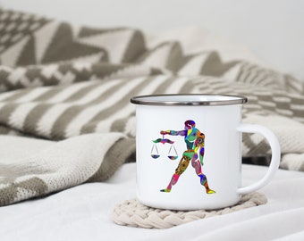 Astro enameled metal mug "Libra" / cup / gift idea / astrological sign / gift / birth / mandala