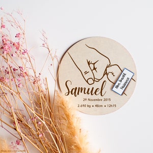 Support bracelet de naissance en bois - bracelet de maternité - Porte bracelet personnalisé en bois - Idée cadeau naissance -  Carte en bois