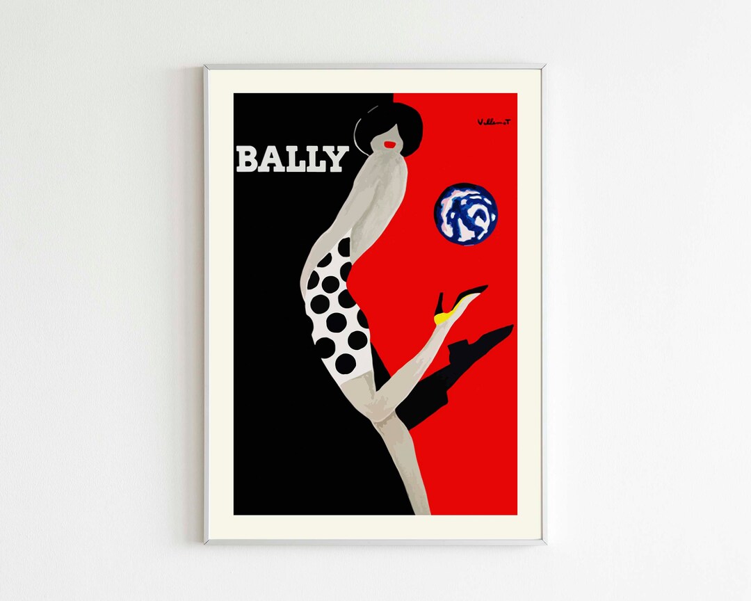 Bally Legs Red and Black Vintage Poster Villemot Art Wall - Etsy