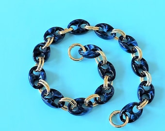 Blue acrylic chain / bag chain / mobile phone chain / glasses chain - noble chain made of acrylic approx. 65 cm