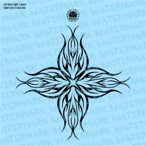 Tribal Pinstripe abstract flowers design for shirts, decal, mug, hat - digital vector, photoshop, svg, pdf, ai, jpeg, and png file